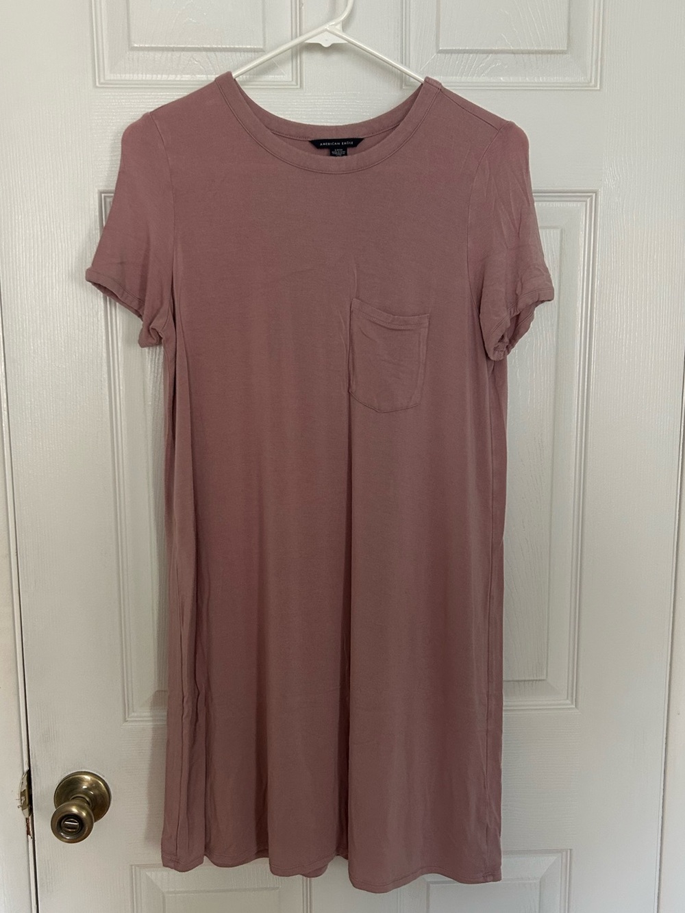American Eagle Mauve Pink Knit Short Sleeve T-Shirt Pocket Dress Size Small
